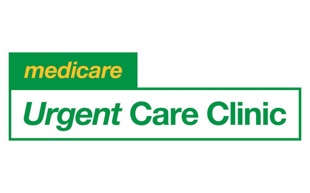 Medicare Urgent Care Clinic logo in green and gold with white background